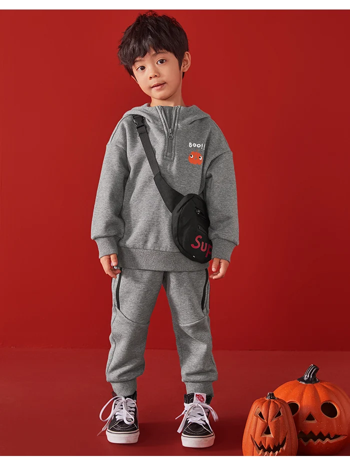 Minibalabala/Детский костюм для мальчиков; Новинка г.; зимняя детская одежда; Одежда для Хэллоуина; Бархатный комплект из двух предметов