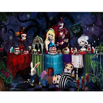 

Alice in Wonderland Birthday Backdrop Girl Baby Birthday Tea Party Photography Backgrounds for Photo Studio