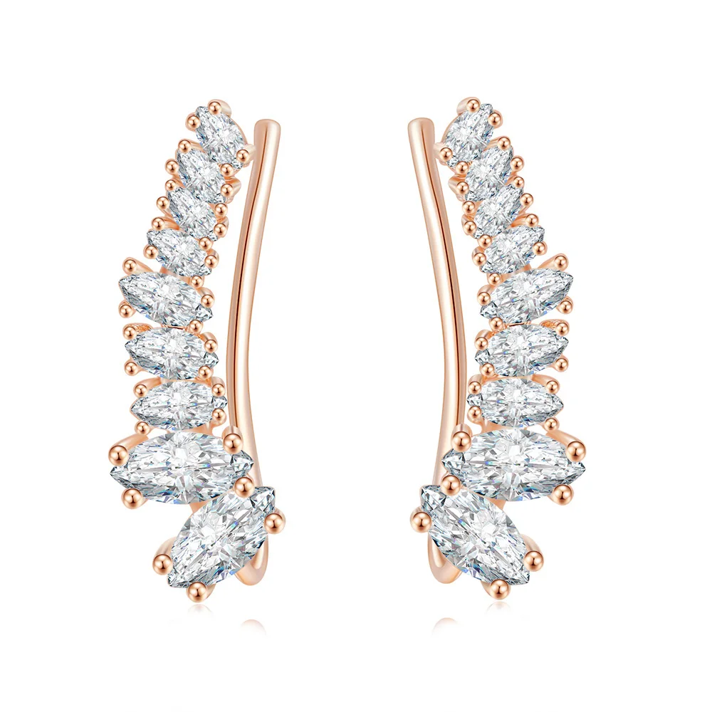 Luxury Shiny Angle Wing Ear Cuff Climbing Earrings for Women Dazzling Zirconia Wedding Earing for Bridal Fashion Jewelry E791