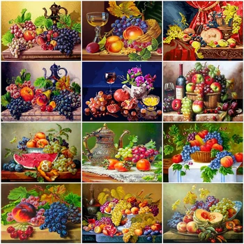 

HUACAN Painting By Number Fruit Drawing On Canvas HandPainted Art Gift Pictures By Number Still Life Kits Home Decor