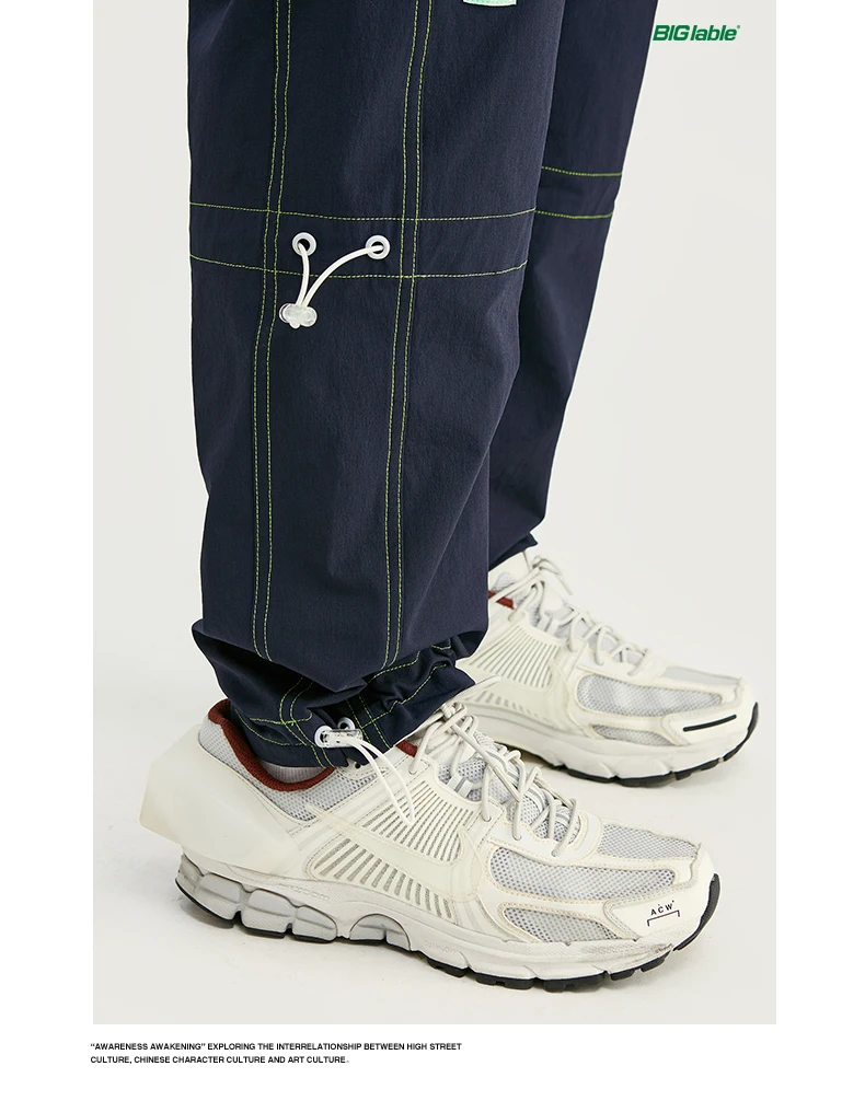 Большие складные FW мужские Промытые Jogger брюки на шнурке мужские спортивные штаны унисекс нейлоновые повседневные уличные мужские джинсы 93377W