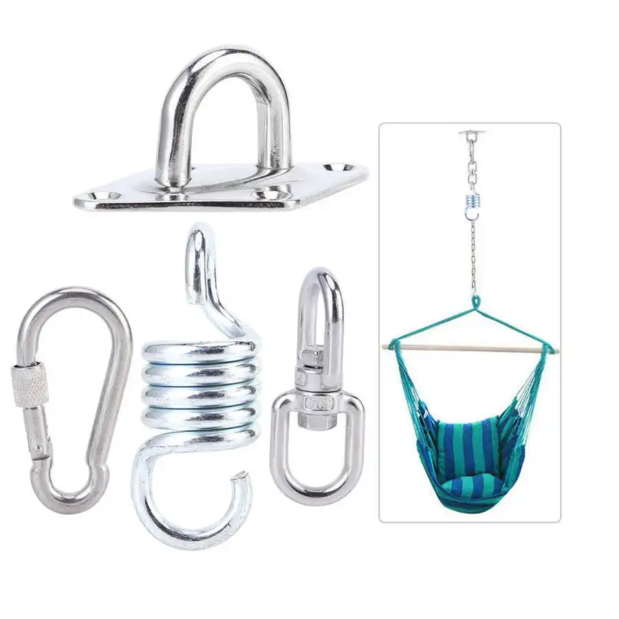 

1 Set Portable Swing Fixed Buckle Stainless Steel Hammock Hanging Chair Ceiling Mount Hardware Accessory For Outdoor Accessory