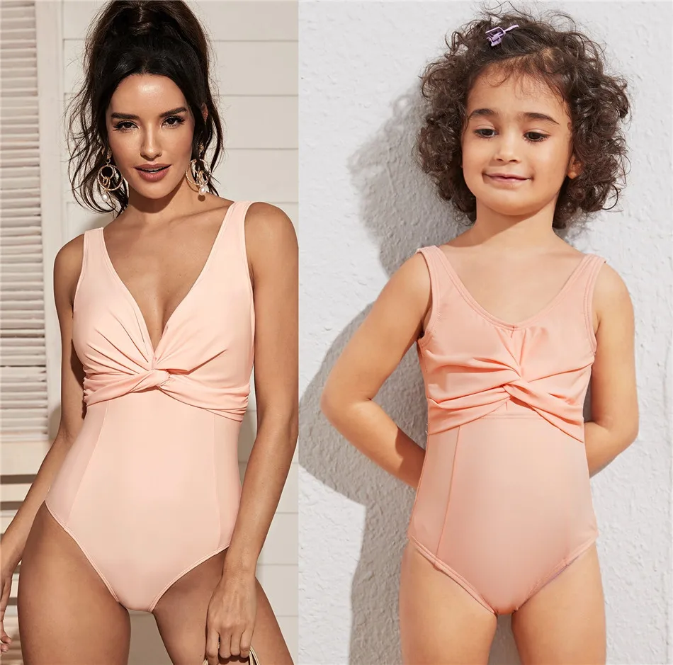 

2021 Mother/Mom Daughter Swimsuits Family Matching Outfits One-Piece Mommy and Me Bikini Dresses Clothes Women Girls Swimwear