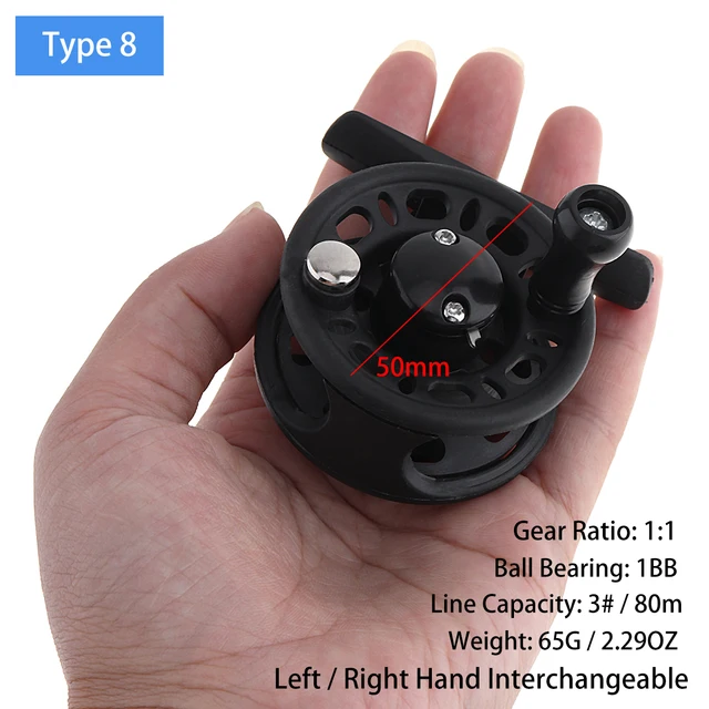Mini Winter Ice Fishing Reel Ultralight 50mm 55mm 60mm Hand Reel Fly Fishing Line Wheel Carp Spool Pesca Fishing Goods Tackle type 8