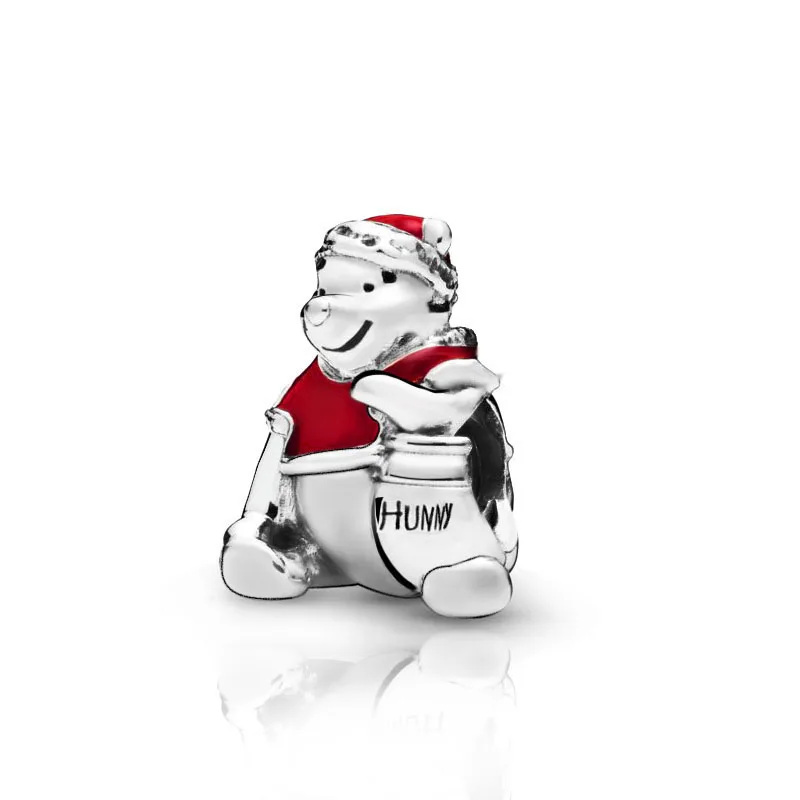 new 925 Sterling Silver BeadsWinny the Pooh Honey Pot Christmas Charm fit Original Pandora Bracelets Women DIY Jewelry