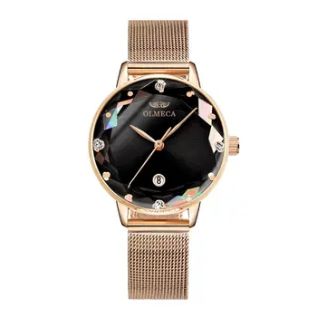 

Relojes Para Mujer OLMECA Ladies Watch Luxury Brand Quartz Womens Watch Mesh Steel Strap Crystal Female Wristwatch Fashion Dress