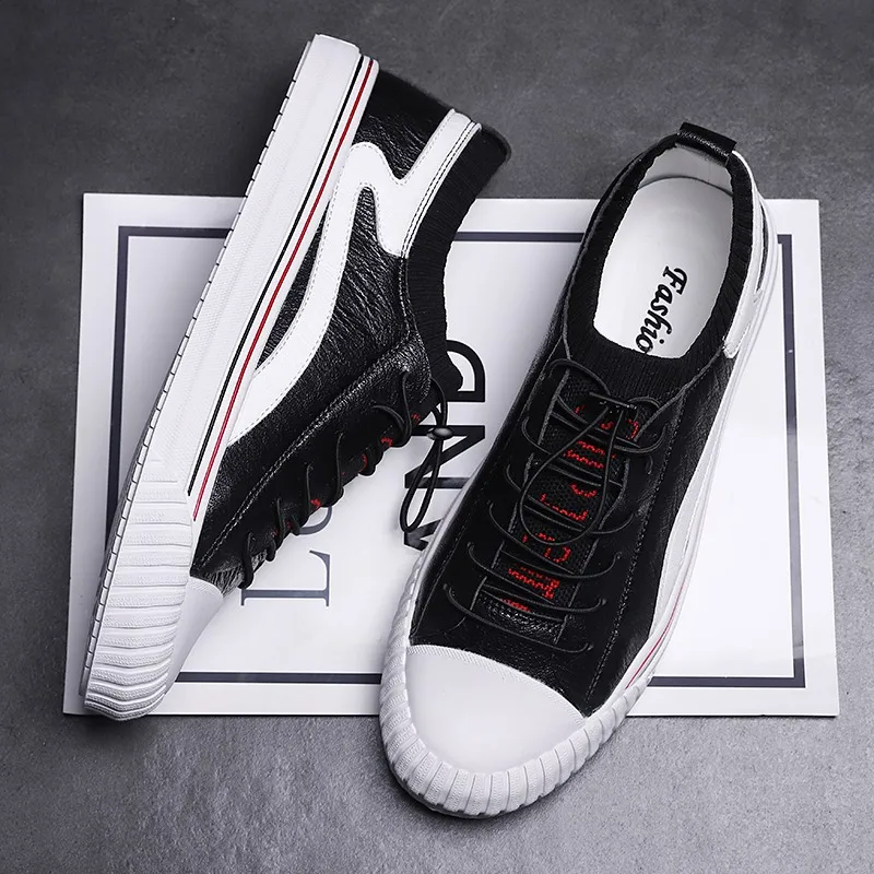 

2019 Men Youth Spring/Autumn Casual Shoes Black Male Casual Sneakers Men Designer Anti Leather Slip Shoes For Men S2711-2719