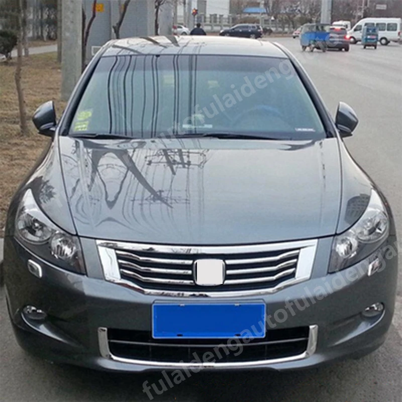 6 шт. для Honda Accord 2008-2010 ABS Хром Передняя Верхняя решетка гриль бампера узкая Накладка для отделки автомобиля Стайлинг Аксессуары