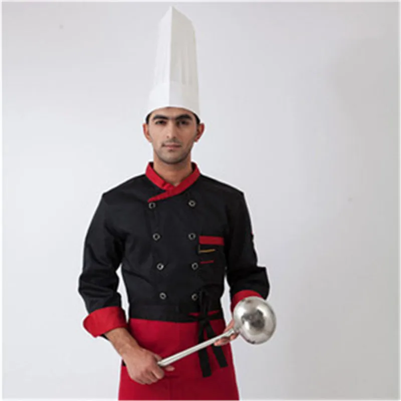 high quality long-sleeved men Chef service Hotel working wear Restaurant Double-breasted women Chef uniform cook jacket