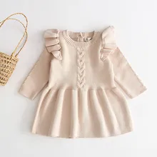 Осенне-зимний шерстяной вязаный свитер для девочек; платье для маленьких девочек; вечерние платья для девочек на свадьбу; повседневные платья для маленьких девочек; одежда