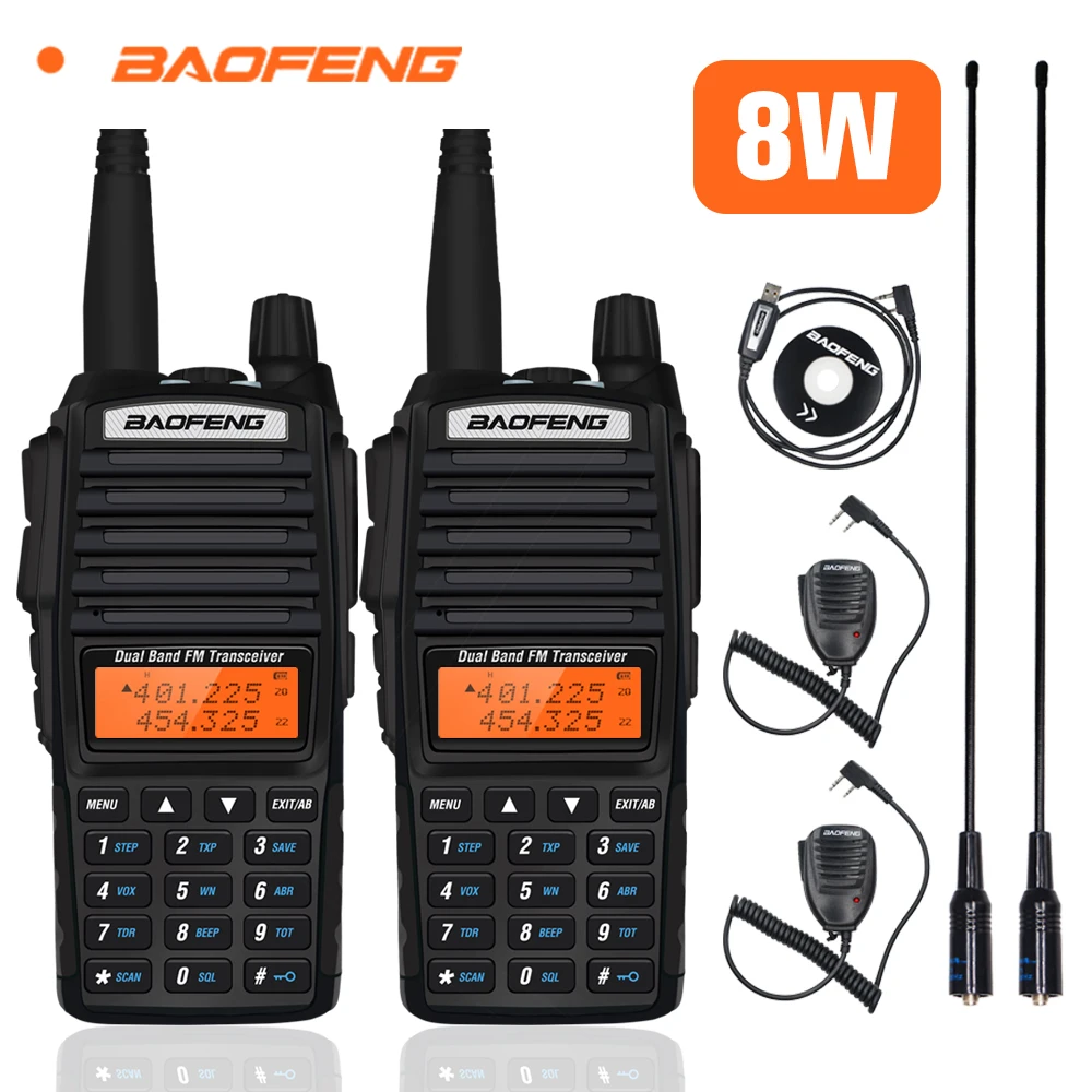 

2pcs Baofeng UV82 Walkie Talkie Real 8W High Power Portable Ham Radio Dual Band VHF UHF Radio UV-82 Two-way Radio FM Transceiver