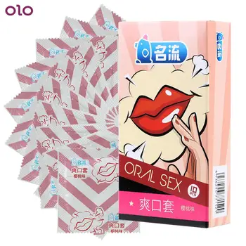 

10pcs/box Penis Sleeve Sex Toys for Men Blowjob Safe Contraception Cherry Flavor Natural Latex Condoms Oral Sex Condom