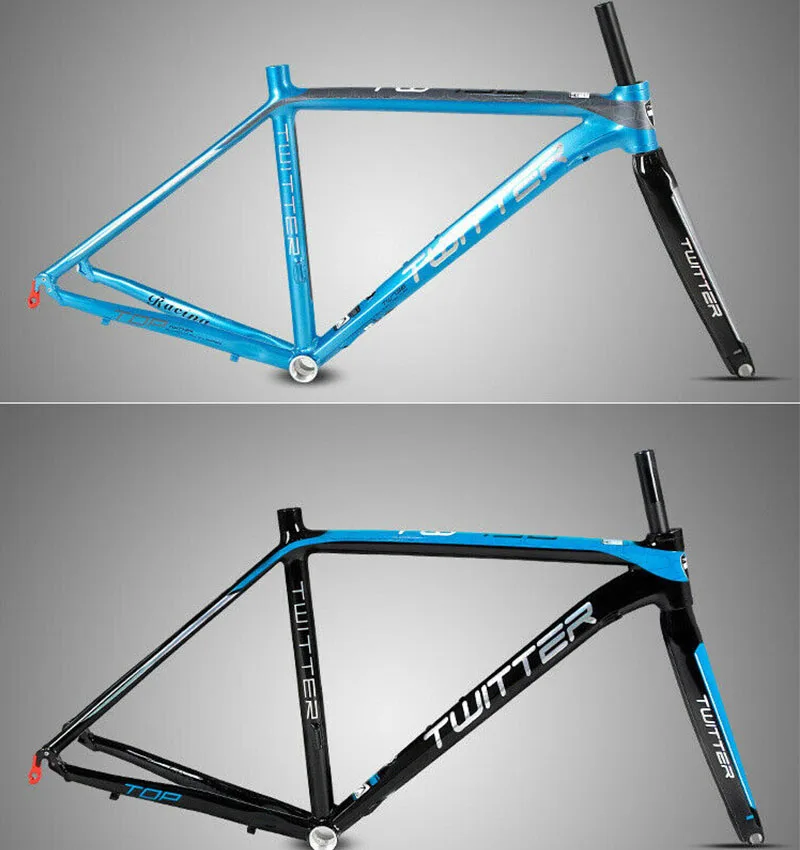Excellent TWITTER Road Bike Frame 700C 46cm 48cm 50cm 52cm Aluminum Alloy Frameset Straight Tube Carbon Fiber Rigid Fork 130mm Ultralight 4 Excellent TWITTER Road Bike Frame 700C 46cm 48cm 50cm 52cm Aluminum Alloy Frameset Straight Tube Carbon Fiber Rigid Fork 130mm Ultralight 4