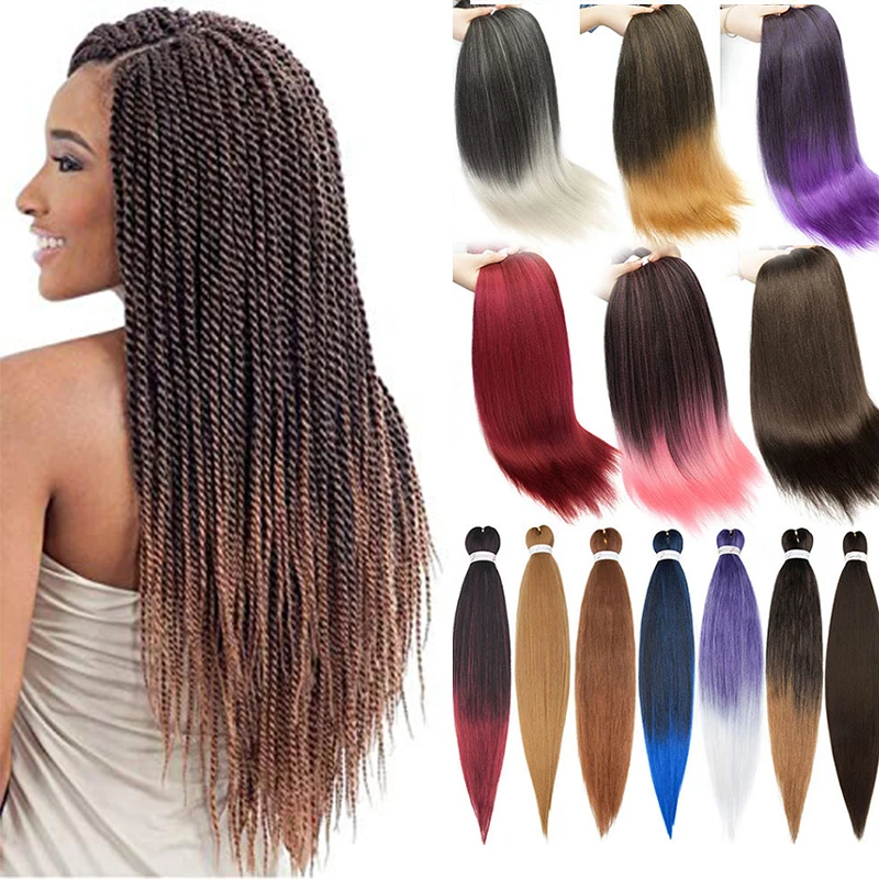 Kong & Li-extensiones de cabello trenzado para mujer, preestirado, al por mayor, 26 pulgadas/95G, Rubio sintético, marrón, rosa y negro