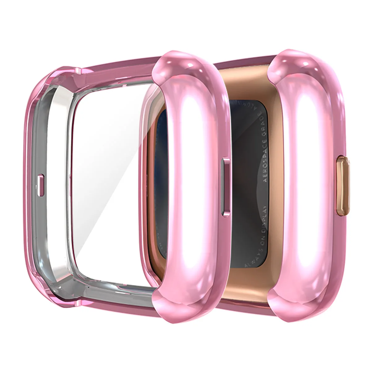 Pink ТПУ Смарт-часы защитный чехол+ защита для экрана для Fitbit Versa 2 Чехол для часов Противоударная рамка для Fitbit Versa 2 аксессуары - Цвет: Pink
