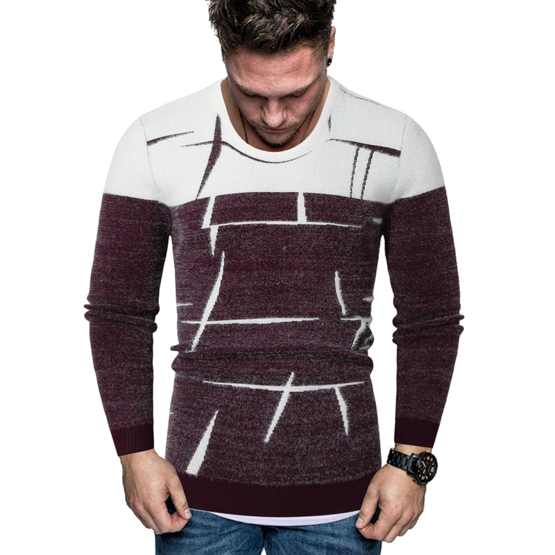 Зимние Повседневные мужские свитера Pull Homme, модный свитер, мужская одежда с круглым вырезом, в полоску, облегающие пуловеры, вязаная одежда, свитер Hombre XXL