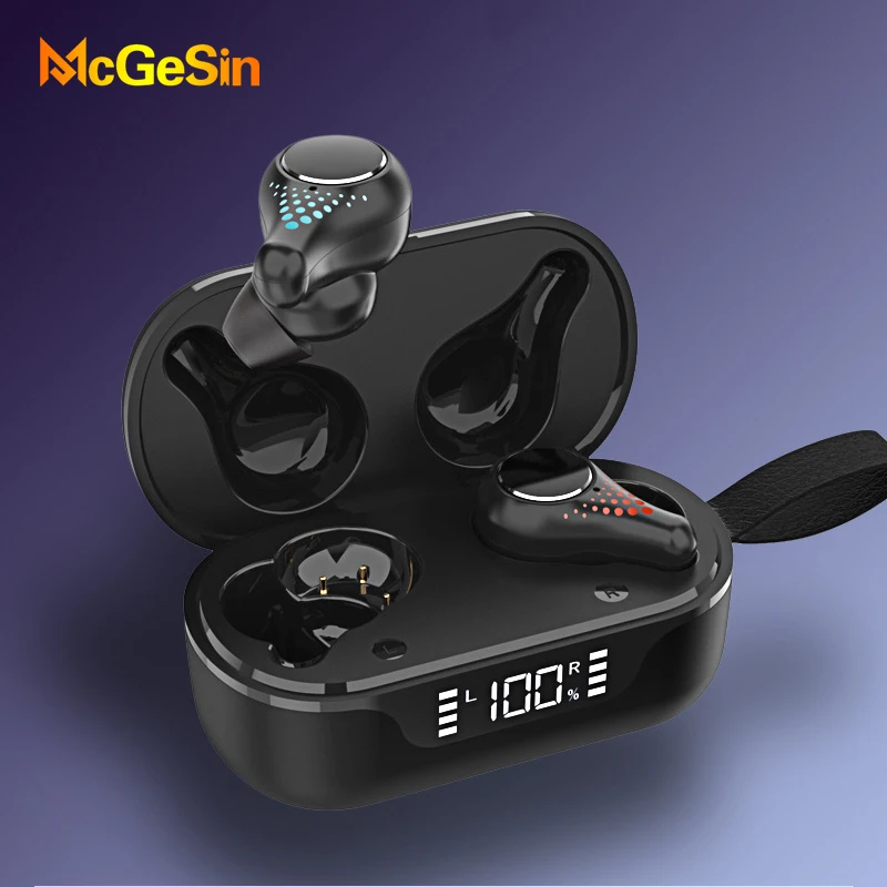 Беспроводные наушники McGeSin Bluetooth Светодиодный дисплей питания беспроводные