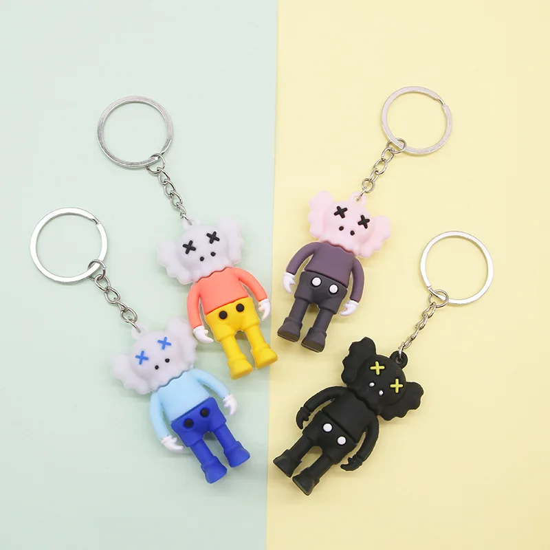 

PVC Soft Silcone Epoxy Doll Sesame Street KAWS Cowes Key Chain Circle Pendant Car Bag Ornament Wholesale