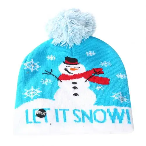 Snowman 6 видов конструкций светодиодный Рождественский головной убор, Шапка-бини, Рождественский Санта-светильник, вязаная шапка для детей, взрослых, для рождественской вечеринки - Цвет: Snowman