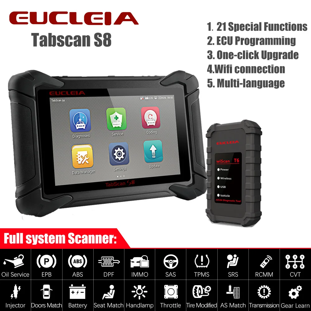 Сканер EUCLEIA S8 OBD2 профессиональная система Программирование ЭБУ J2534 Автомобильный