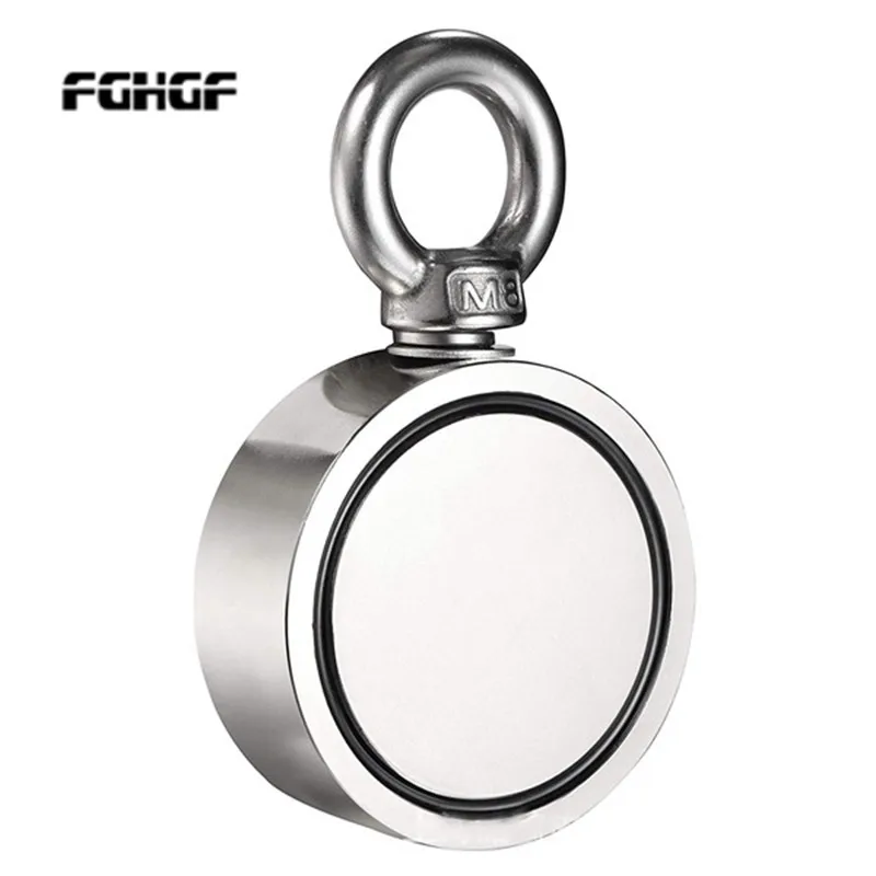 

Strong Neodymium Magnet Double side Search magnet hook super power Salvage Fishing magnetic with Ring 48mm 60mm 67mm 75mm