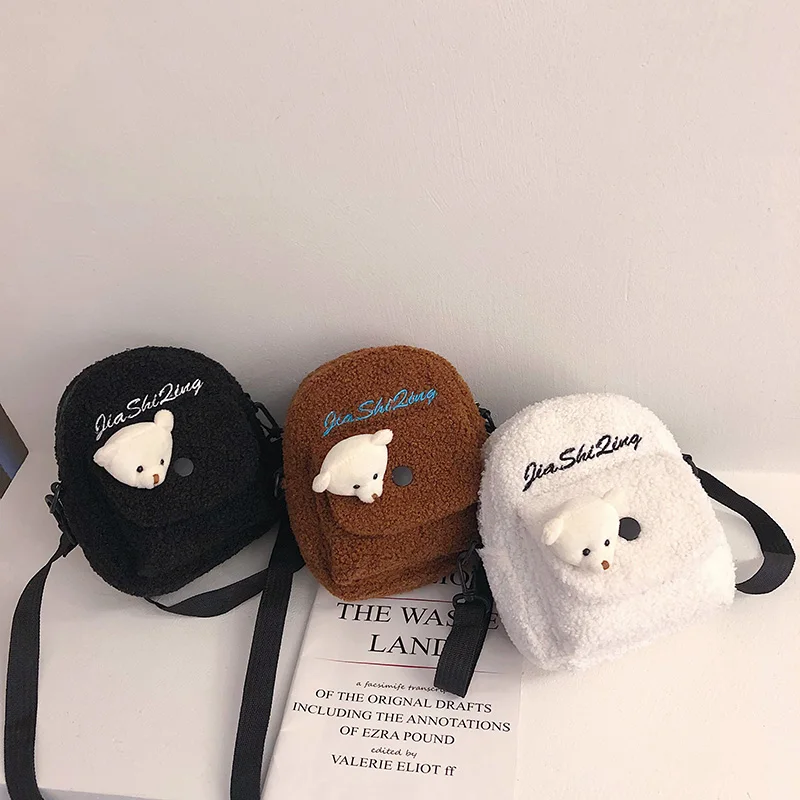 

New Young Purses and Handbags Small Plush Shoulder Bags for Girl School Student Kid Mini Bag Girls Boy School Bag