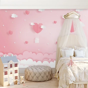 

Custom 3D Photo Wallpaper Pink Clouds Princess Children Room Girls Bedroom Background Decoration Mural Wallpaper For Kids Room
