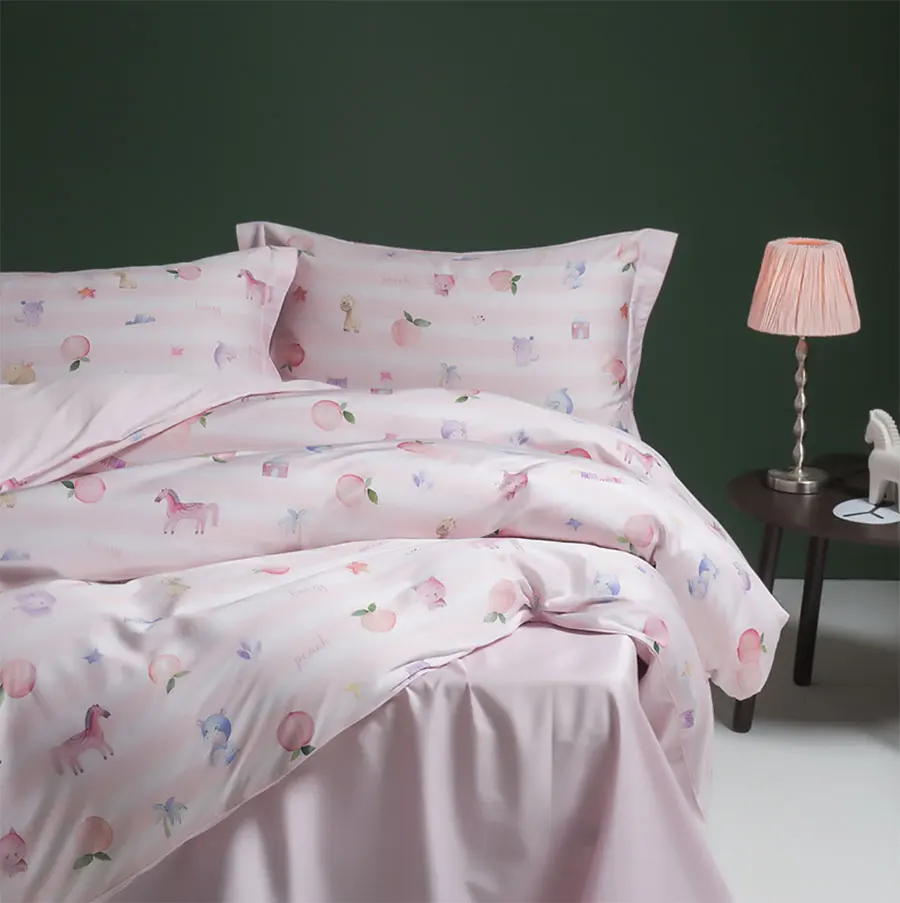 Милый розовый питомец персик Дельфин спальное место для кошки набор, полный королева король Хлопок Винтаж Двойной домашний текстиль простыня, наволочка пододеяльник