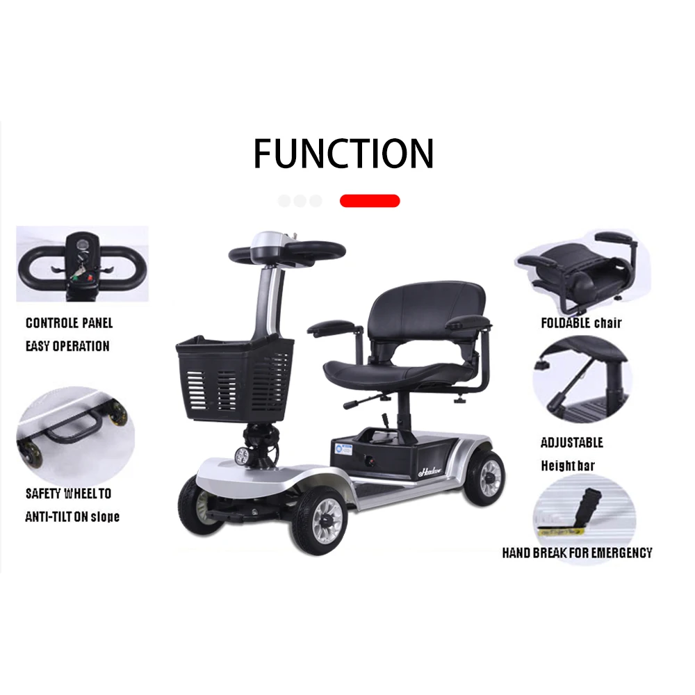 Medical Electric Outdoor 4 Wheel Scooter Elderly And Disabled Foldable Portable Outdoor Adult Mobility Scooter Max Load 200KG