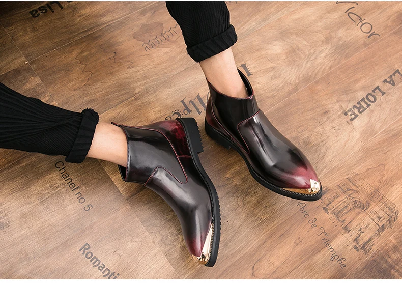 Модная Рабочая обувь черного цвета мужские ботинки «Челси» без шнуровки в стиле ретро Chausure Homme непромокаемые ботинки мужская обувь из искусственной кожи повседневные мужские ботинки с высоким берцем