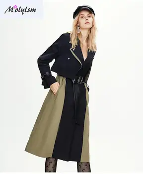 

New Original Design Of Autumn / Winter 2020 Color Contrast Windbreaker Women's Extended Fashionable Women