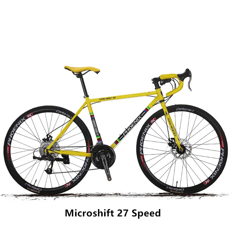 Бренд дорожный велосипед Карбоновая стальная рама 21/27 скорость Microshift/SHIMAN0 сдвиг для велосипеда и уличных видов спорта Bicicleta - Цвет: 27 Speed Disc B