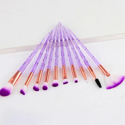 10pcs Purple Dihealth набор кистей для макияжа Алмазная Пудра Тени для век Тональная основа консилер Румяна Косметика для губ наборы для макияжа кисточка с кристаллами для лица - Handle Color: 10pcs Purple