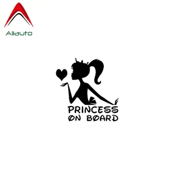 

Aliauto Personality Cartoon Car Sticker Princess on Board Baby Child Crown Sunscreen Anti-UV Decal Vinyl Black/silver,13cm*13cm