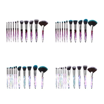 

10Pcs Crystal Makeup Brushes Set Powder Foundation Fan Brush Eye Shadow Eyebrow Professional Blush Makeup Brush Tools
