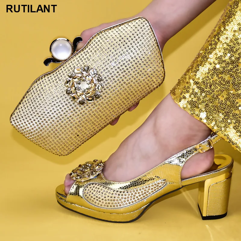 

New Italian In Women High Quality African Wedding Shoes Matching Shoes and Bag Set African Shoes and Bag Set for Party Italian