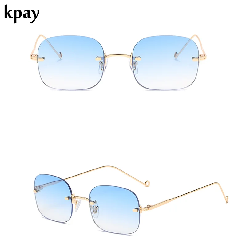 

New Fashion Rimless Sunglasses For Women Men Small Square Sun glasses Luxury Metal Oval UV400 Shades Rectangle Eyewear