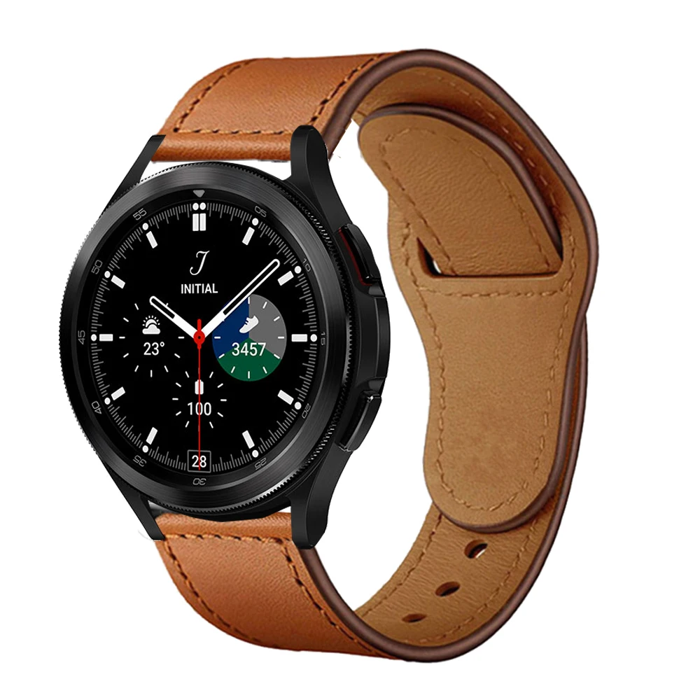 

Ремешок кожаный для Samsung Galaxy watch 4/Classic 44 мм Active 2, браслет для Huawei GT/2/Pro Galaxy 3 45 мм/42 мм/46 мм, 20 мм 22 мм