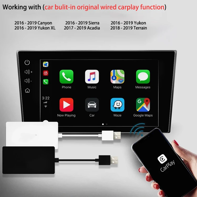 Проводной к беспроводной Apple CarPlay USB ключ подключи и играй Bluetooth WiFi CarPlay для автомобиля с OEM проводной Carplay - Название цвета: GMC