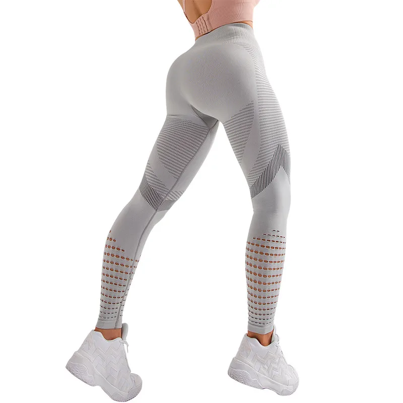 

CHRLEISURE Solid Yoga Leggings Women Hollow Out Breathable Profession Fitness Legging Push Up Female Gym Pants For Women