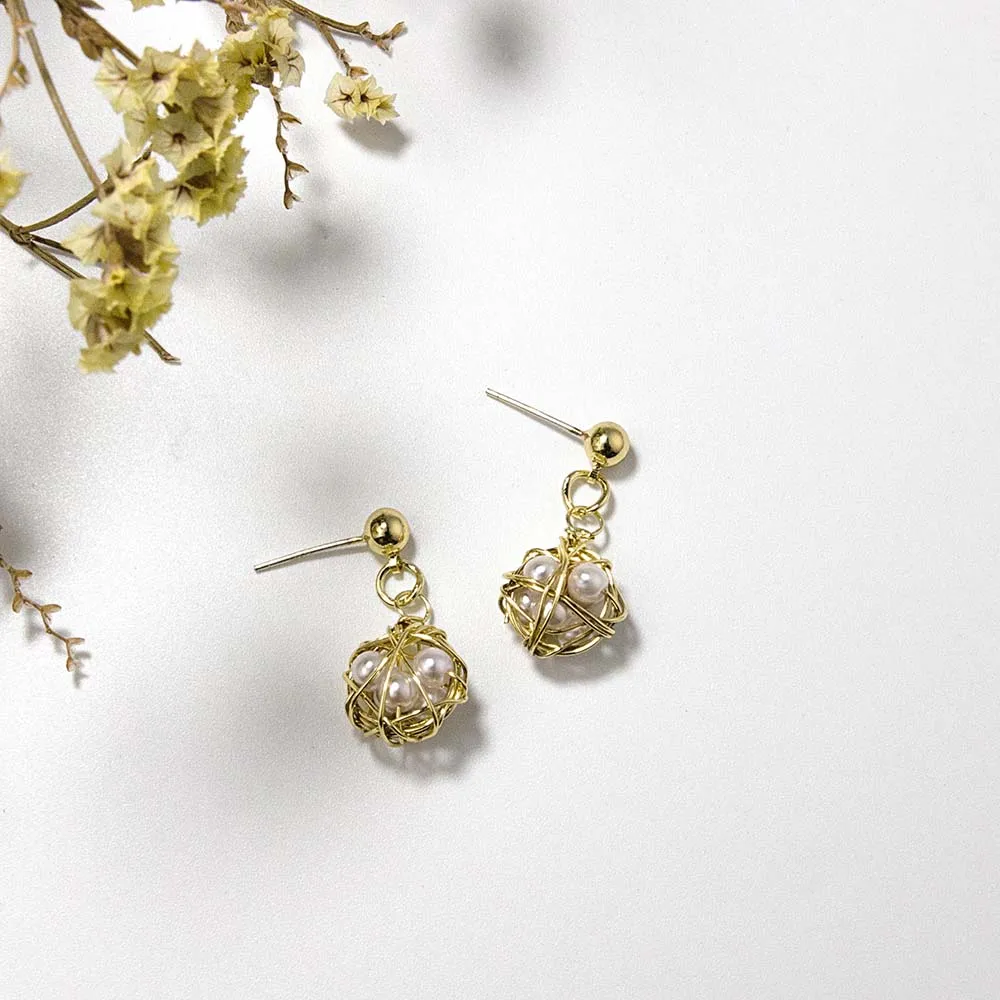 INKDEW Korea Design Metal Gold Drop Earrings Baroque Irregular Circle Square Natural Freshwater Pearl Earrings for Women Girls - Окраска металла: 13