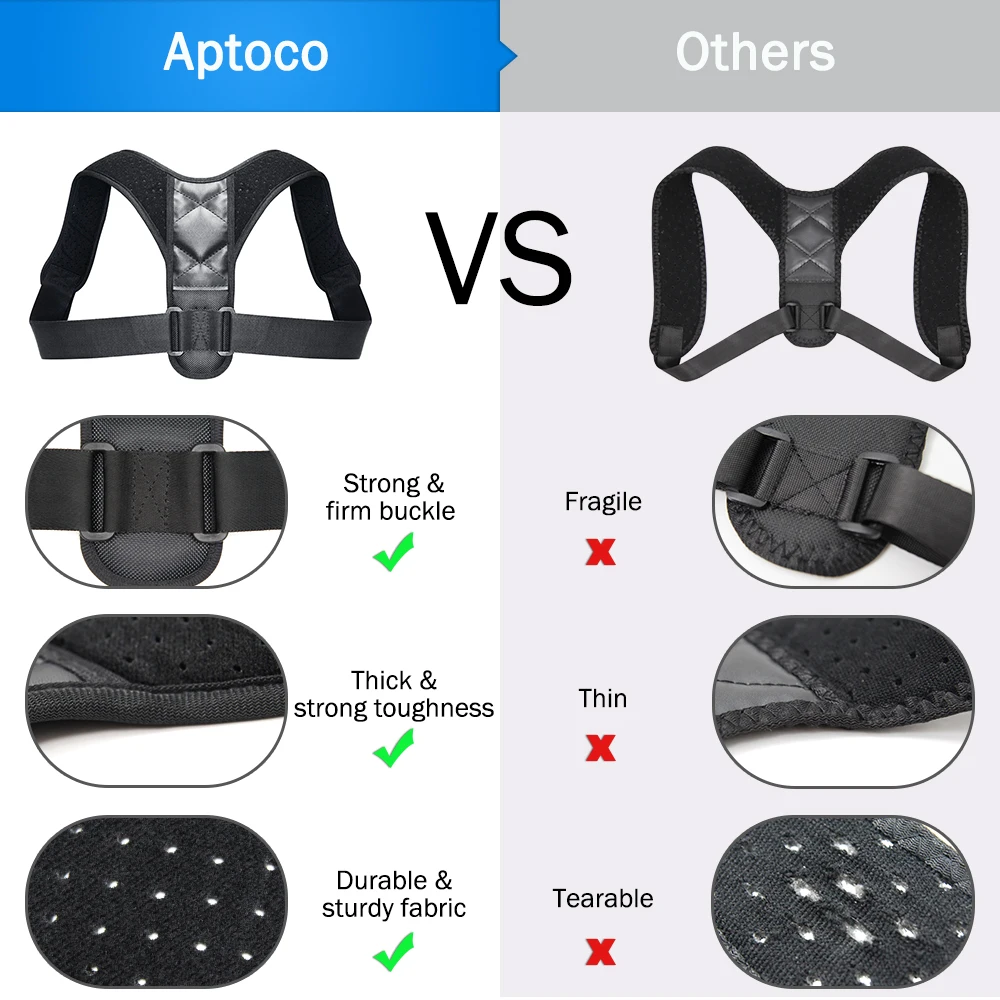 Aptoco adjustable back posture corrector clavicle spine back shoulder lumbar brace support belt posture correction