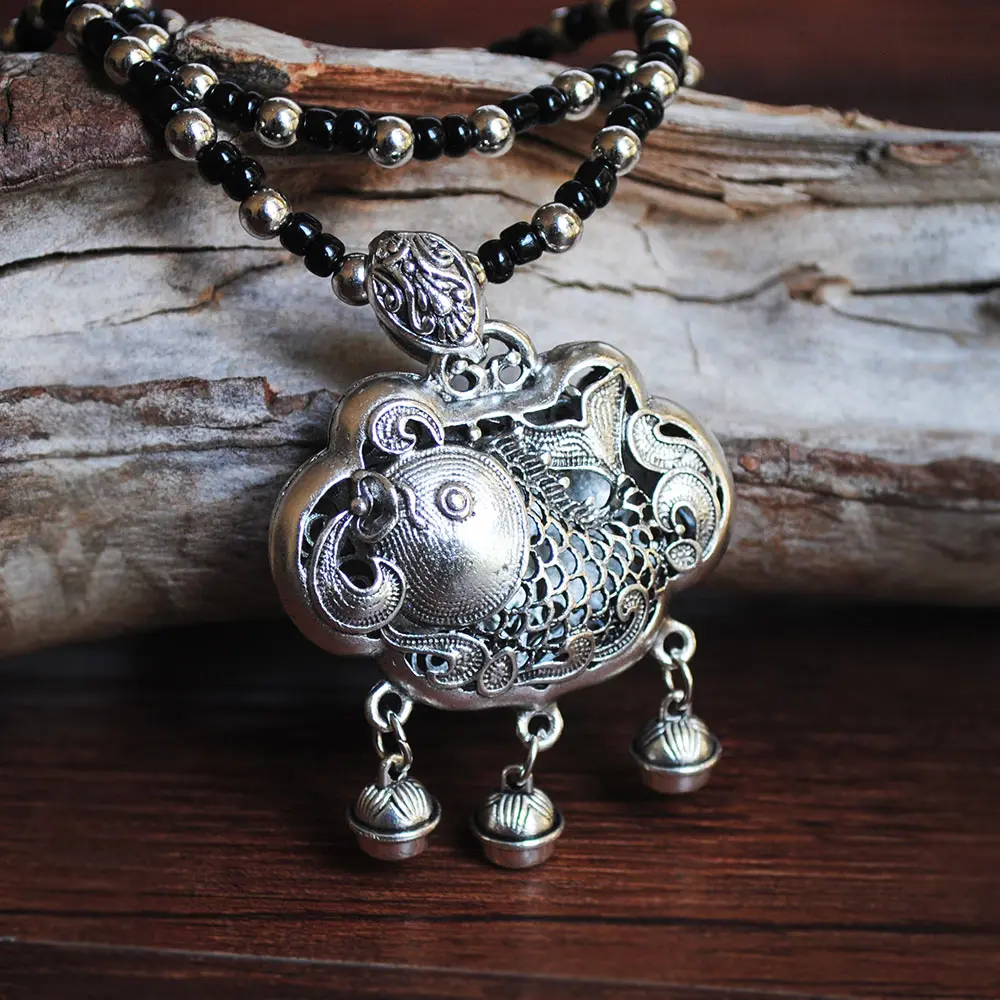 Yumfeel винтажные серебряные подвески с изображениями животных и ожерелья женские богемные ювелирные ожерелья - Окраска металла: Vintage Lock