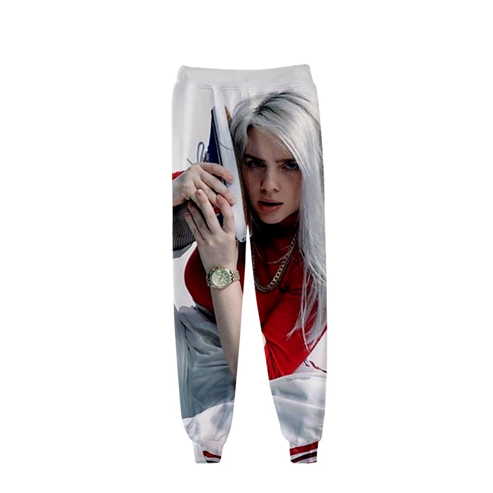 Популярные повседневные брюки Billie Eilish3D, мужские и женские модные новые осенние и зимние 3D комфортный для мальчиков и девочек белые спортивные штаны