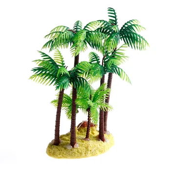 

Aquarium Green Coconut Trees Fish Tank Water Plant Plastic Grass Ornament Decor LX9C
