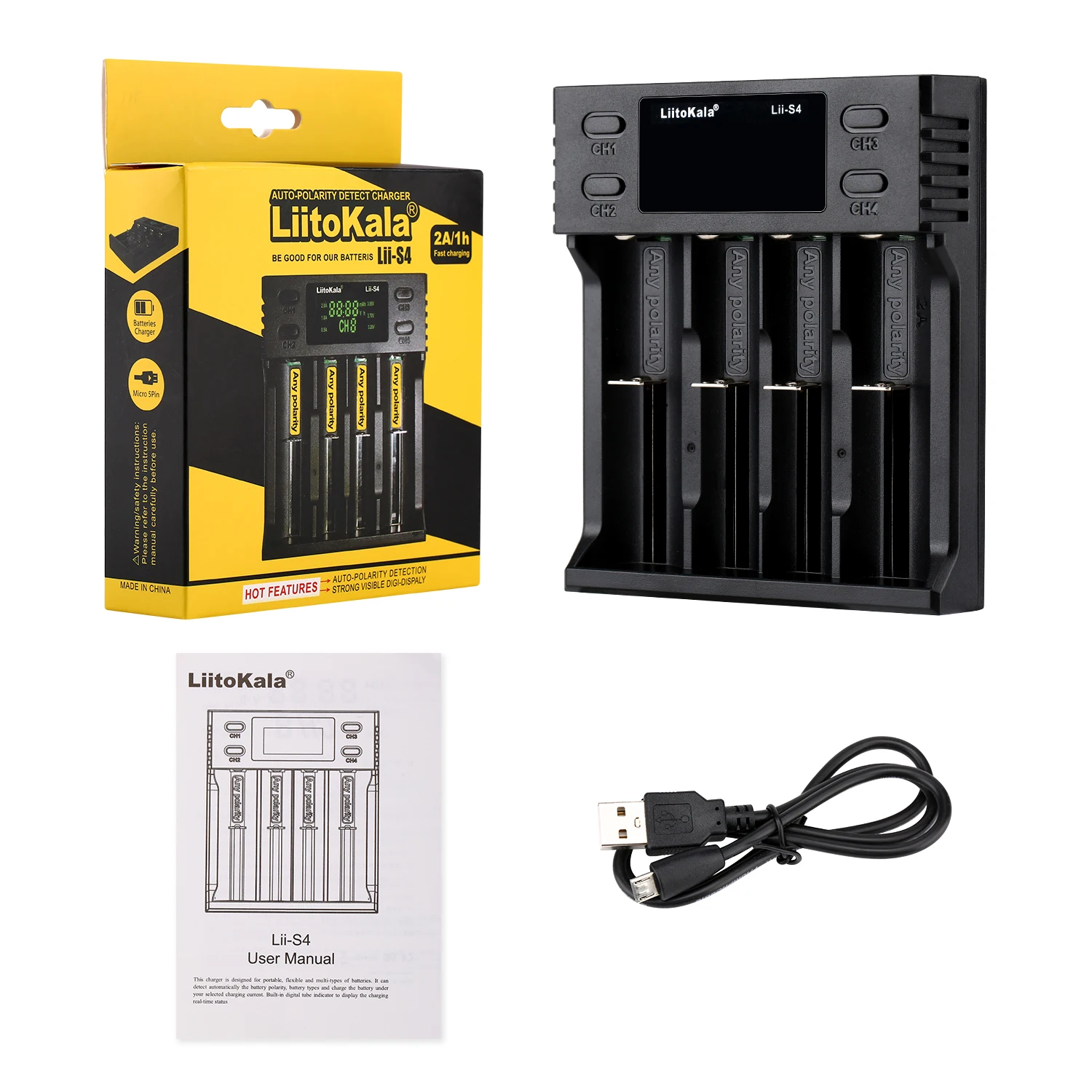 

Умное зарядное устройство LiitoKala Lii-S4 lii-S2 Lii-S1 3,7 V 18650 18350 18500 16340 20700B 21700 20700 14500 26650 1,2 V AA AAA