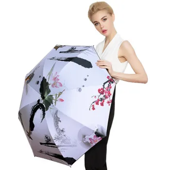 

Student Art Parasol Women Rain Autocratic Portable Parasol Women Umbrella Fold Residents Anti UV Travel