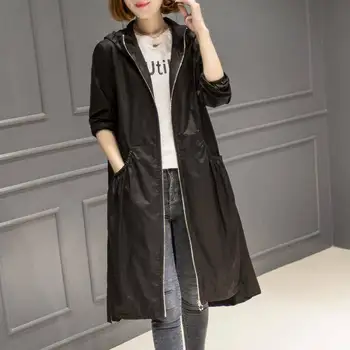 

Female Windbreaker Women Jacket Feminine Fashion Autumn Winte Medium Long Section Hooded Light Windbreaker Coat Women Mujer