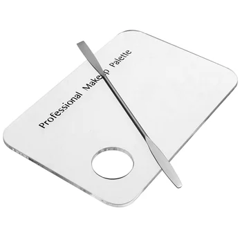 

Makeup Palette Clear Acrylic Nail Stamping Plates Polish Gel Mixing Spatula Foundation Eyeshadow Stainless Steel Rod Manicure