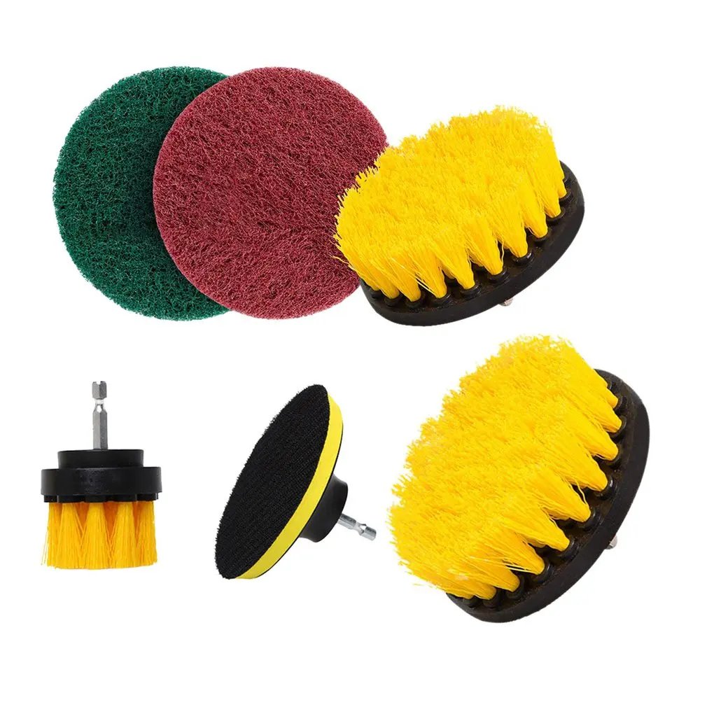 6Pcs/set Electric Drill Brush Kit Plastic Round Cleaning For Carpet Glass Car Tires Nylon Brushes Power Scrubber | Инструменты